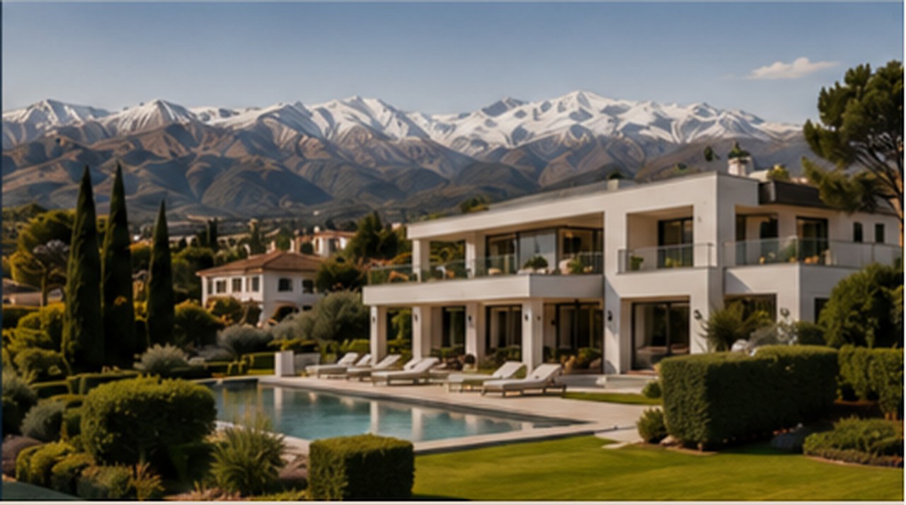 Villa contemporánea en Madrid con la Sierra de Guadarrama al fondo
